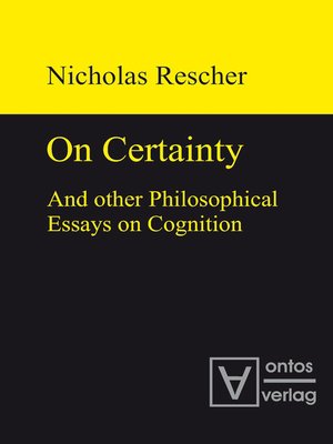 cover image of On certainty and other philosophical essays on cognition